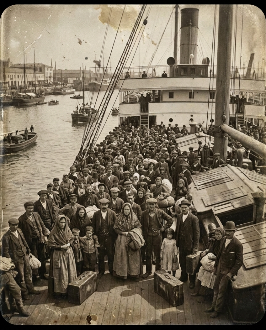 Inmigrantes españoles llegando a Buenos Aires